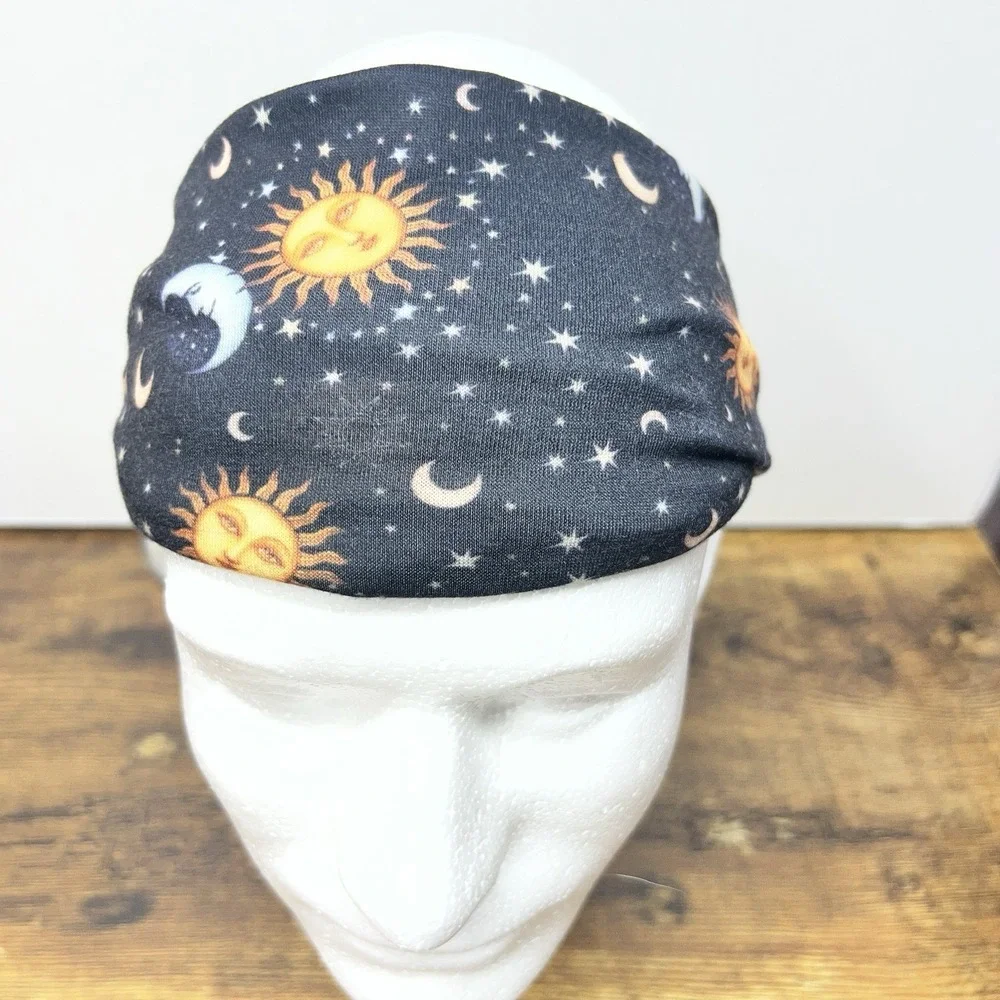 Celestial Sun Moon Headband Y2K‎ Astrology Boho Stretch Hair Band Stars Gold